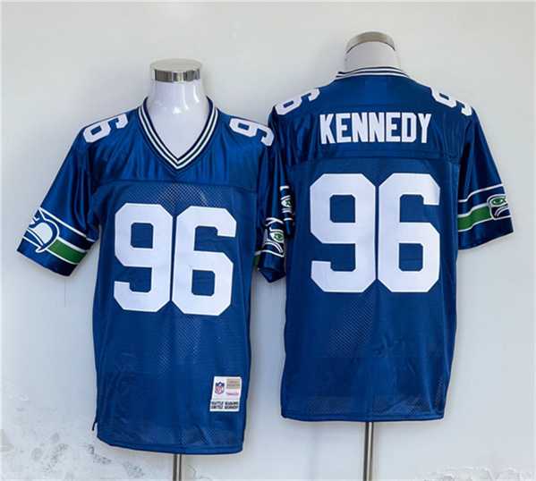 Seattle Seahawks #96 Cortez Kennedy Blue Throwback Football Stitched Jersey->nfl m&n throwback->NFL Jersey